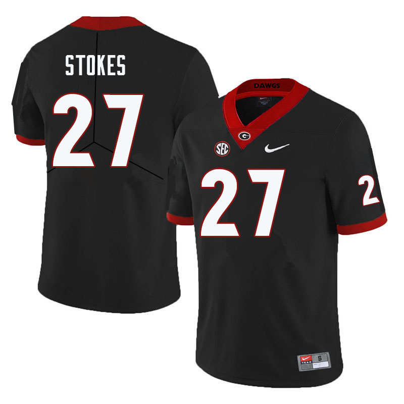 Men #27 Eric Stokes Georgia Bulldogs College Football Jerseys-Black - Click Image to Close
